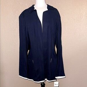 Stunning Dana Buchman Blue Blazer with White Trim